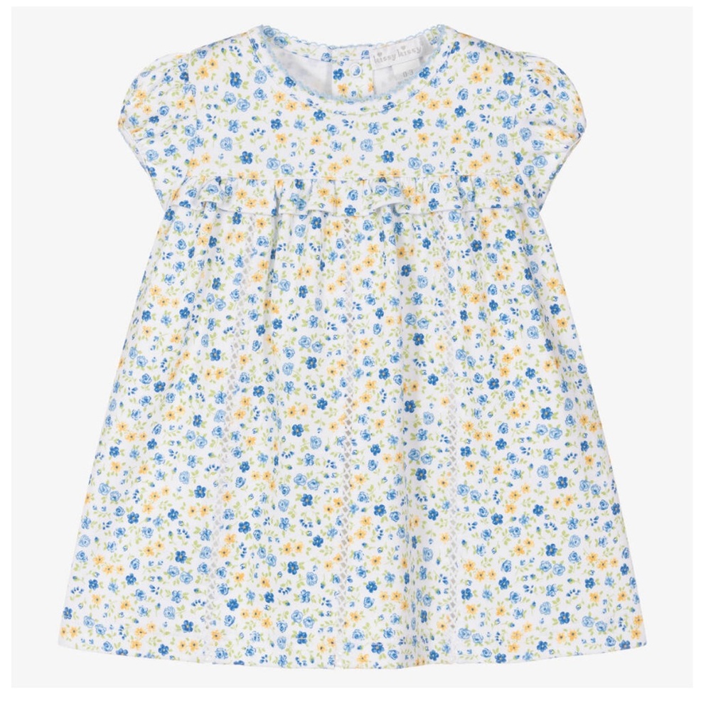 Kissy Kissy | Girls Blue Pima Cotton Floral Fantasy Dress